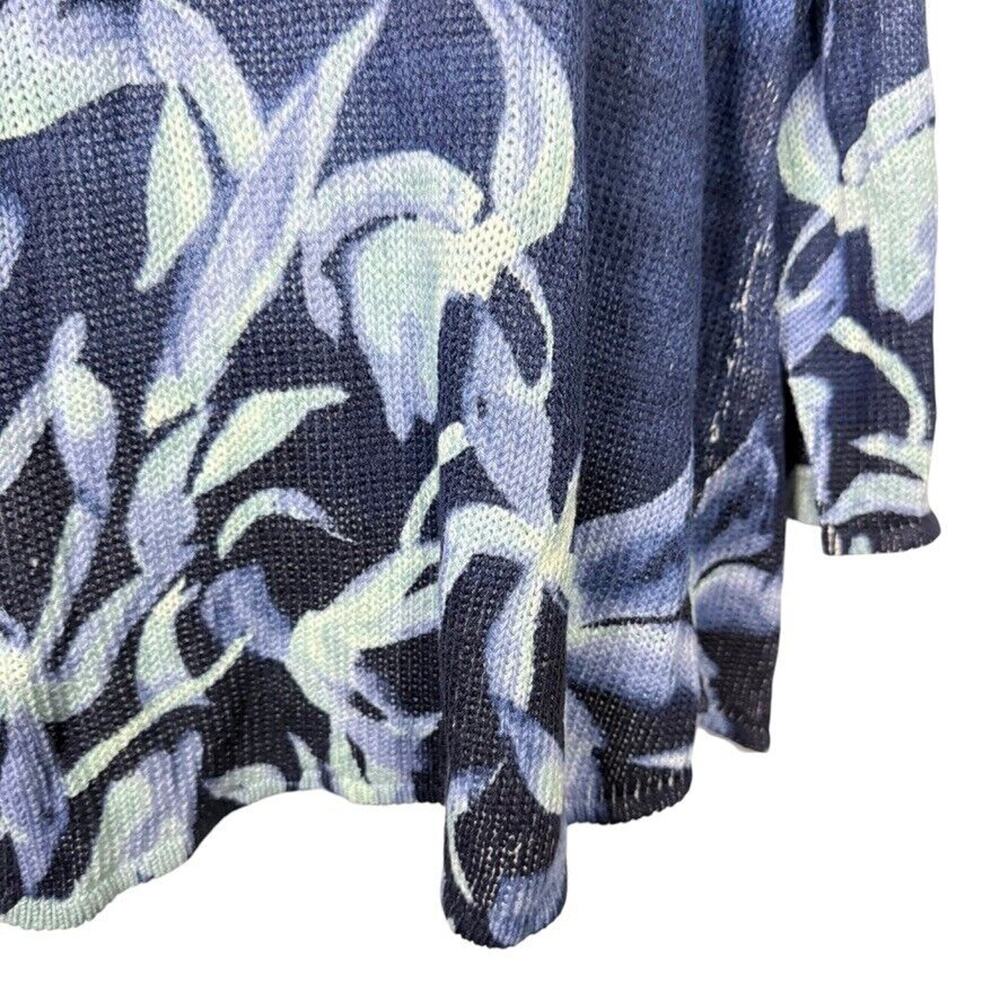 Chico's Blue Floral Print Lightweight Sweater Top - Picture 7 of 15
